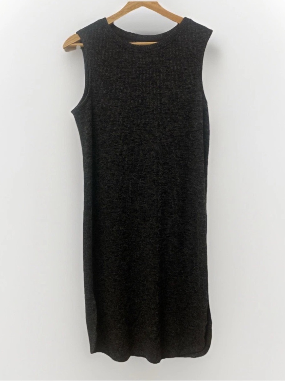 Roots Charcoal Grey Sleeveless Ribbed Midi Knit Dress